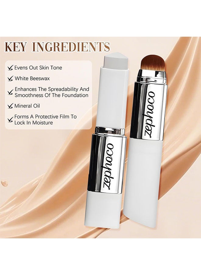 zephoco Color Changing Foudation Stick，Cream Stick V White - Medium to Full Coverage, Dewy & Hydrating Makeup, Dual-Ended with Brush for Flawless Look # Natural - Image 4